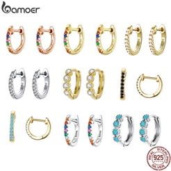 Brincos Bamoer 925 Prata Redonda Zircônio Diamante Joias Para Mulheres Acessórios De Moda