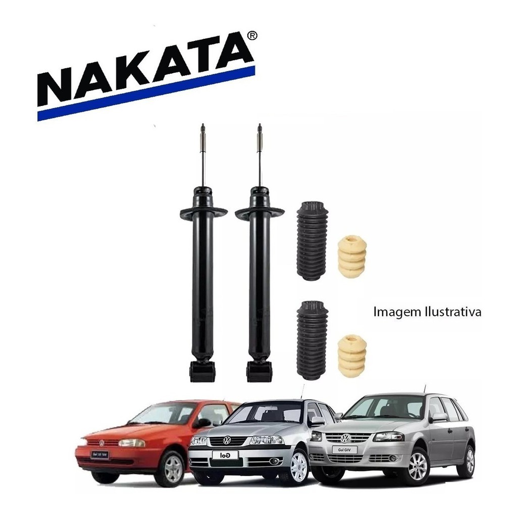 Kit 2 Amortecedores Traseiro Gol G2 G3 G4 Nakata + Kits Bate