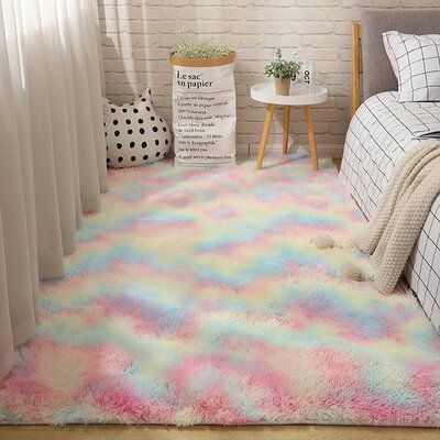 Tapete Felpudo 1,00x1,50 Peludo Fofinho Quarto Colorido Alegre Rosa Azul Menina Menino