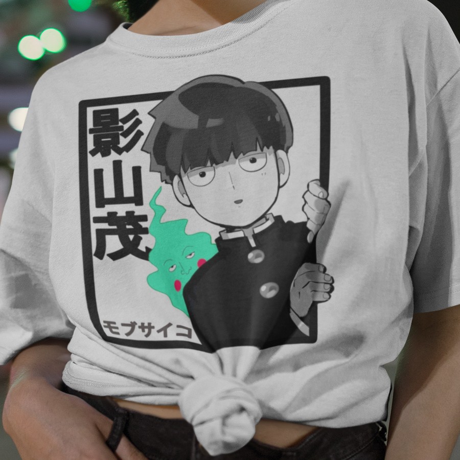 Camiseta Branca Anime Mob Psycho Shopee Brasil