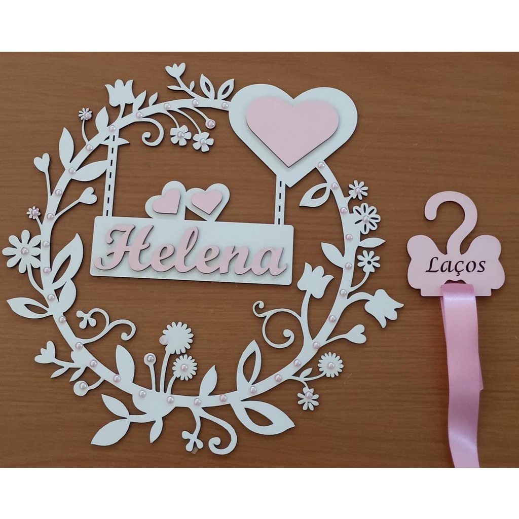 Enfeite quadrinho porta maternidade 30cm mdf branco personalizado