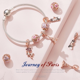 Pingente Bamoer 925 Sterling Silver Bead Torre Eiffel Pendurada Colar De Bijuteria Para Meninas