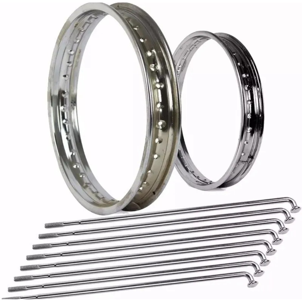 Par Aro Roda Biz 100 Biz 125 pop 100 110 Dianteiro + Traseiro + Raio Cromado