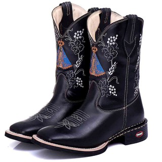 Bota texana Nossa Senhora Couro Preto CAMPERO