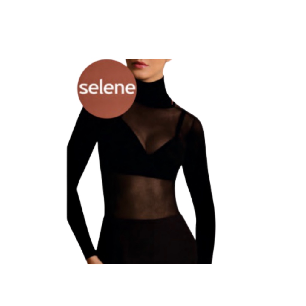 Blusa Feminina Segunda Pele Manga Longa Gola Alta Transparente Selene