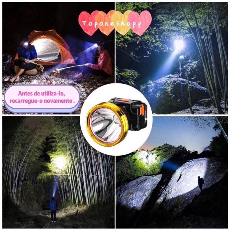 Lanterna de cabeça Led recarregavel USB em Oferta na Shopee