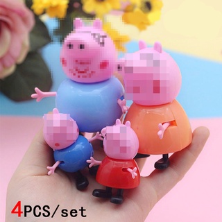 4 Peças / Conjunto Pepa Pig Bonecos George / Mamãe / Papai / Bonecas Para Decoração De Bolos