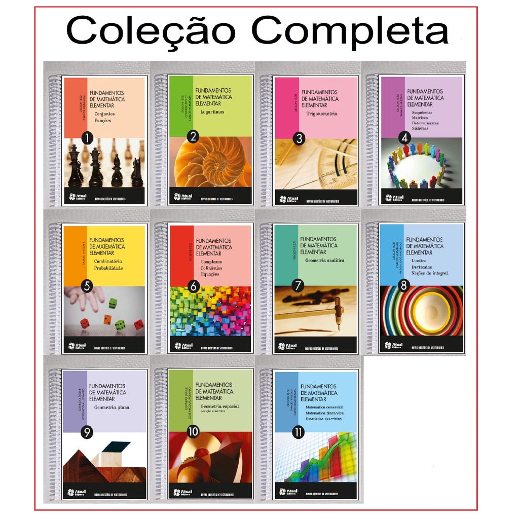 Coleção Completa Fundamentos da Matemática Elementar 11 Livros - Encadernados, Formato Livreto, Tamanho A5 (14 cm x 21 cm) Colorido com capa e contracapa