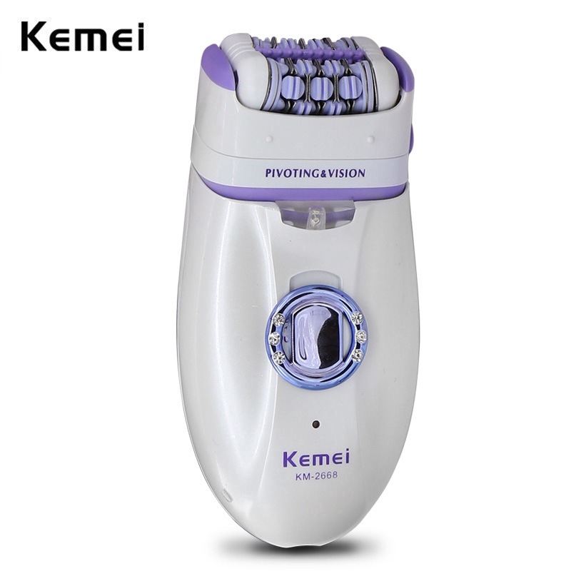 Kemei 2 Em 1 Depilador Elétrico Depilatório Recarregável KM-2668 Removedor De Cabelo Feminino Facial Corporal em Oferta na Shopee