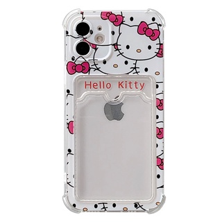 Lovely Cartoon Hello Kitty Fun Phone Case Com Porta-Cartões , Capa Protetora Total À Prova De Choque , Compatível iPhone 15/14/13/12/11/XS/X/8P/7