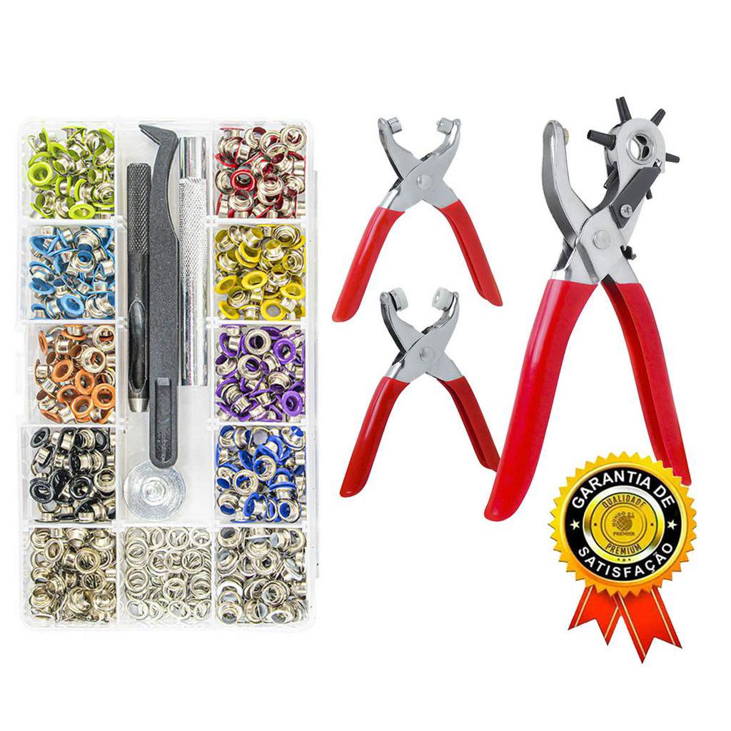 Kit Aplicador Manual Ilhos Botao Pressao Vazador + 400 Ilhos
