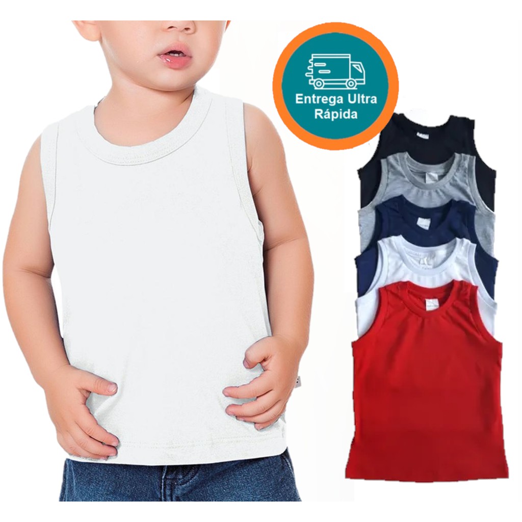 Camisetas Regata Verão Calor Infantil Básica Lisa Tam 1 A 16 100% Algodão Várias Cores em Oferta na Shopee