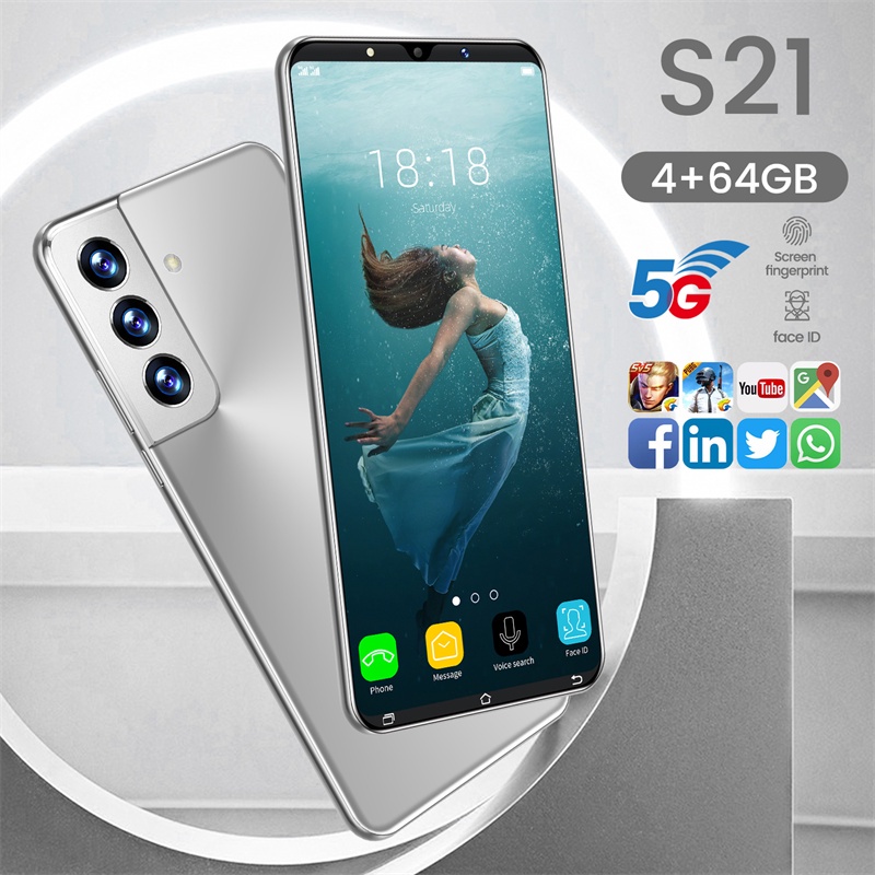 Celular S21 Smartphone 5.3 Polegadas 4GB + 64GB Android Telefone Celulares