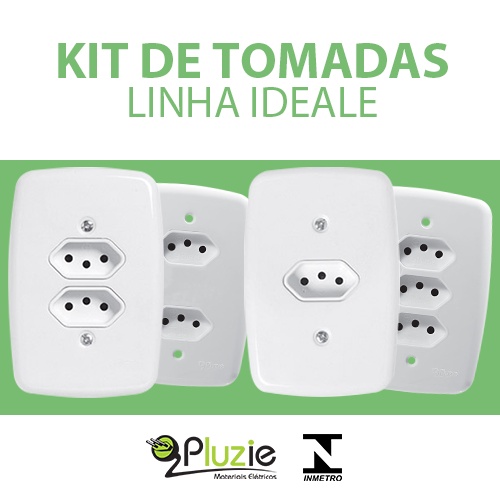 Kit de Tomadas Pluzie Linha Ideale Branca 4x2 10A e 20A