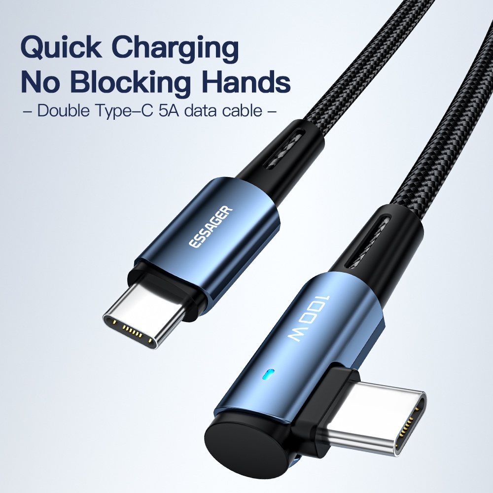 Cabo New Essager PD 100W Tipo C para C USB Tipo-C 5A Carregamento Rápido para Celular para MacBook iPad Oneplus Xiaomi