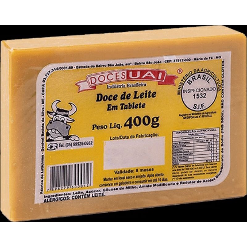 Doce de Leite Uai em Tablete 400g Unid. - Vários Sabores em Oferta na Shopee