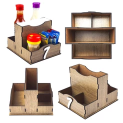 Kit Com 10 Pçs Porta Guardanapo E Saches Numeradas Em Mdf
