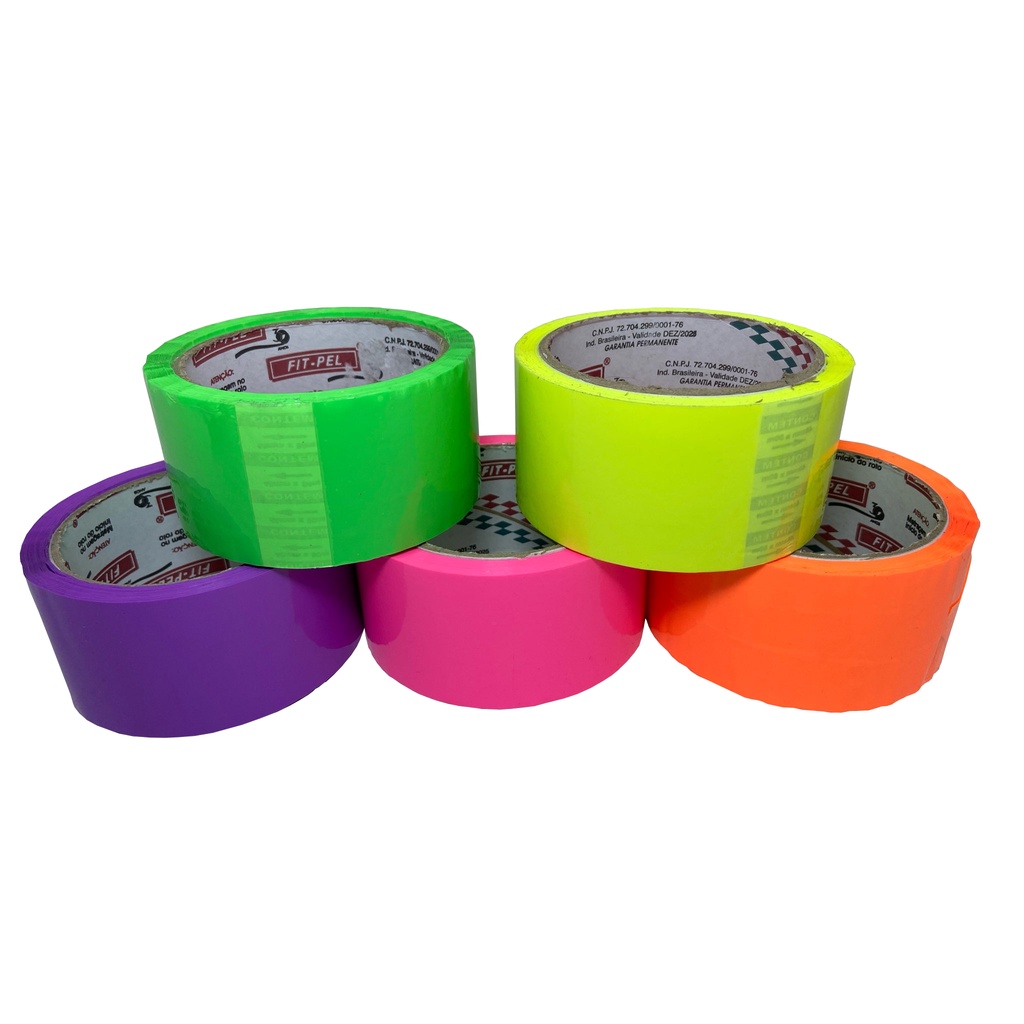 Fita Adesiva Durex Colorida Brilha no Escuro Luz Negra Decoração e Festas 45m x 48mm