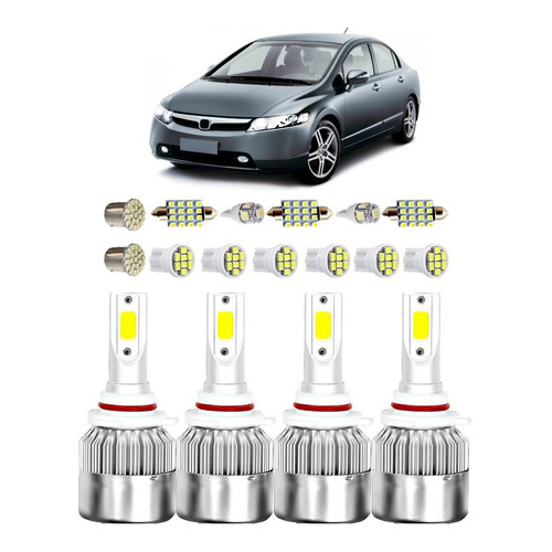 Kit Ultra Led Honda Civic 2006 2007 2008 2009 2010 2011 Farol Baixo E Alto em Oferta na Shopee