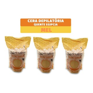 Kit 3 Ceras Depilatória Egipcia Elástica Anestésica Mel 500g Depilação