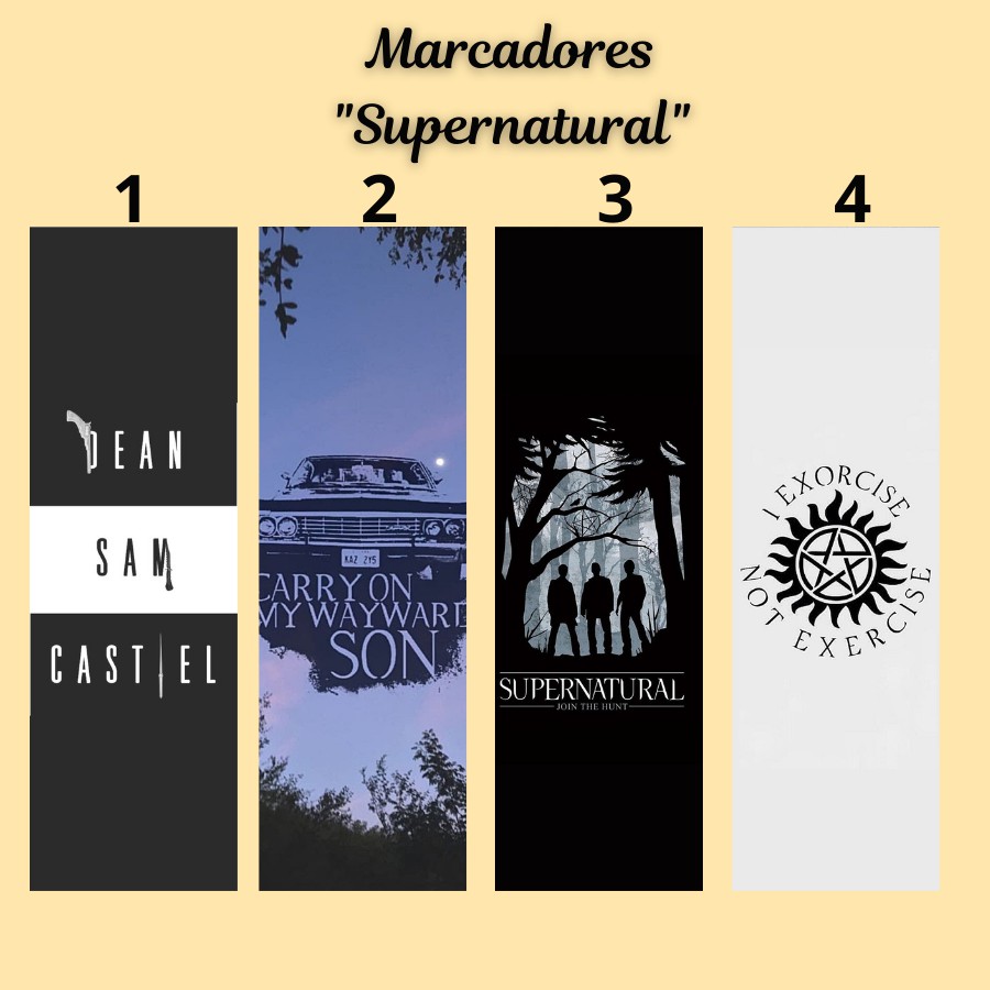 Marcador de página Supernatural plastificado (com ou sem tassel)