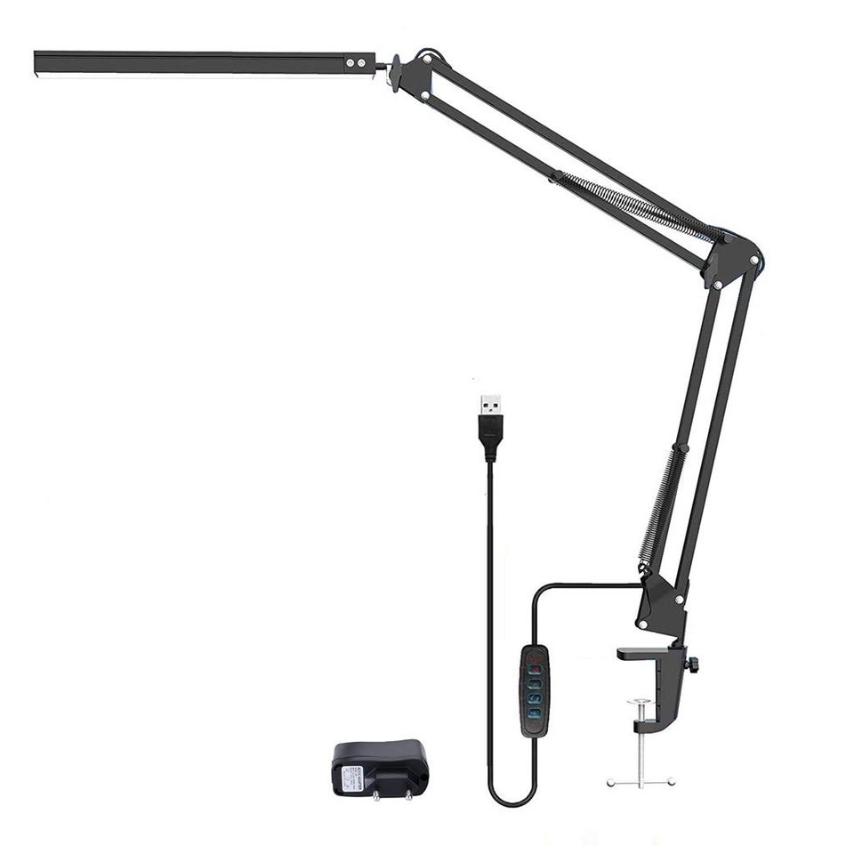 Luminaria LED c/Braco/Pedestal Articulado p/ Mesa/Escrivaninha Leitura/Desenho, Quarto, Escritorio