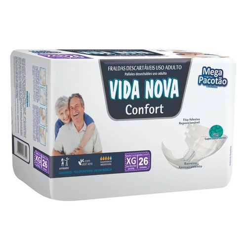 Fralda Geriátrica Vida Nova Confort Mega ( Exg ) Com 26 Un.