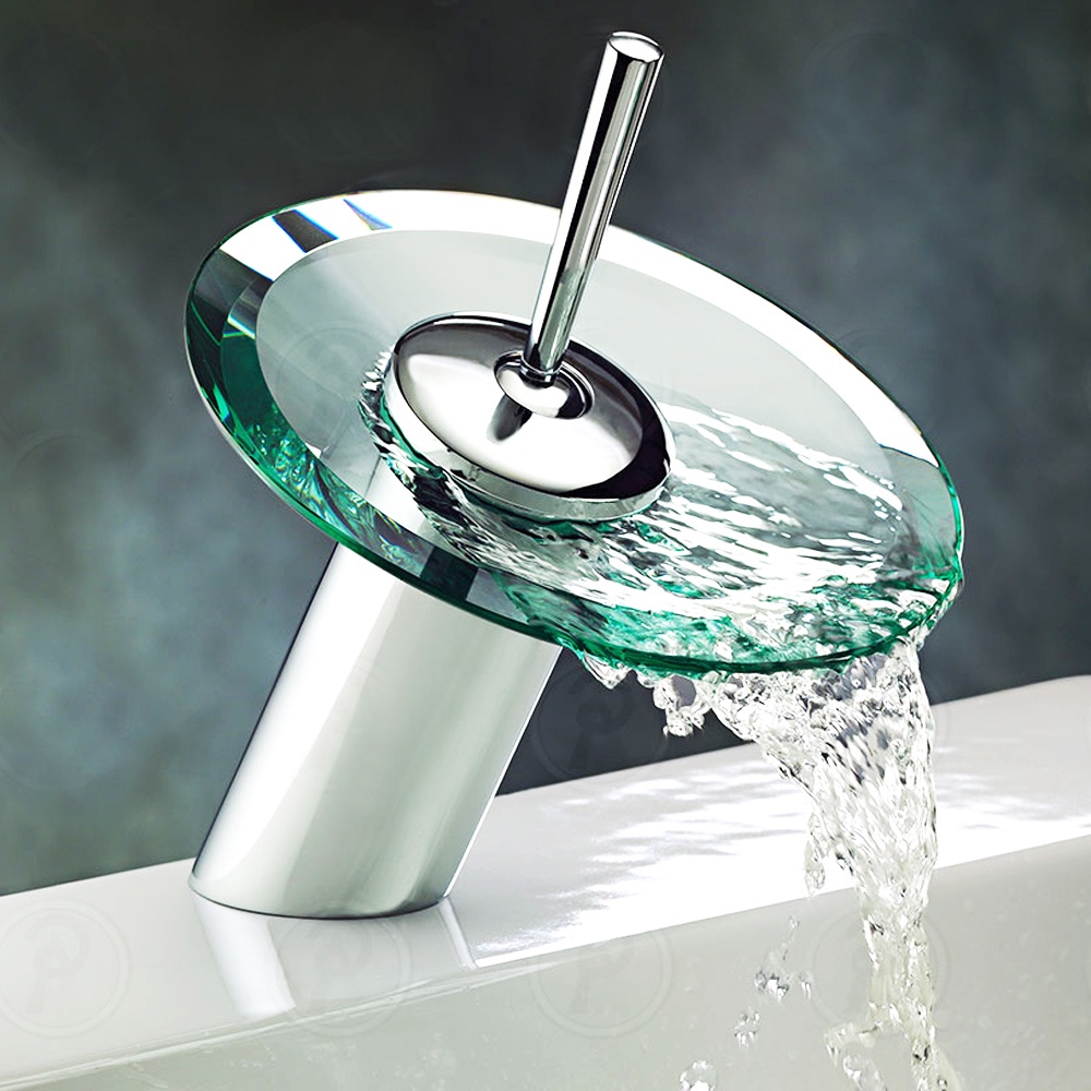 Torneira Banheiro Redondo Vidro Efluente De Cascata Mangueira Fria E Quente