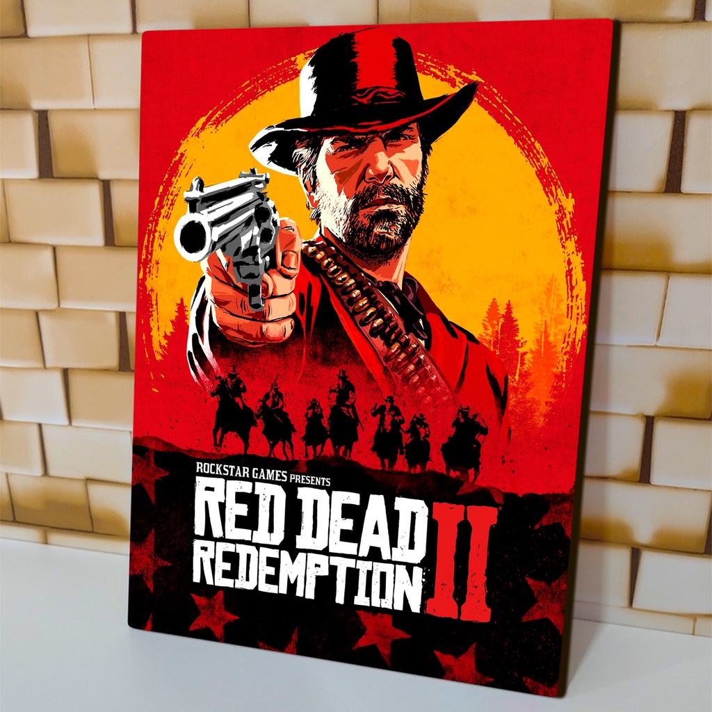 Placa Decorativa Red Dead Redemption I e II Gamer 28x20 MDF 6mm com Dupla Face