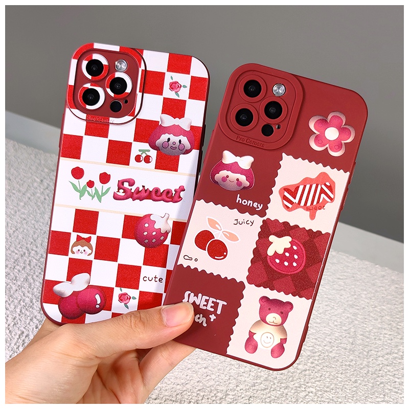 Capa Macia Para Câmera Samsung Cherry Bear Pro M23 A73 A53 A33 A13 A23 A03 M22 A52S M32 A03S M12 A22 A72 A52 A42 A32 A01