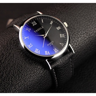 Relógio masculino casual pulseira de couro com mostrador analógico de quartzo