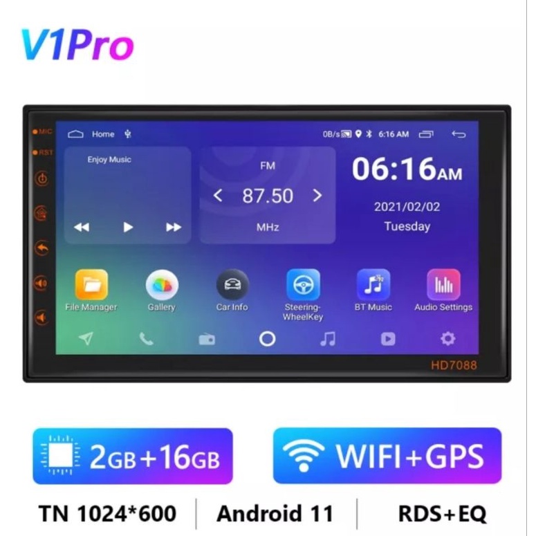 Central multimídia COMANDO DE VOZ Android 2GB RAM /16gb 7 pol carro ...