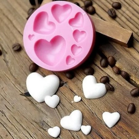 Molde De Silicone Corações 8 cavidades abaulados Sabonete Biscuit Resina em Oferta na Shopee