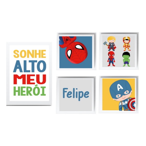 Quadro Decoração Infantil Bebe Menino Herois Vingadores em Oferta na Shopee