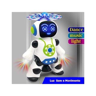 Brinquedo Robô Dança Gira 360 Graus Robot Som & Luz Yijun