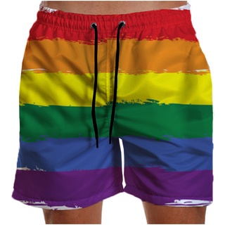 Short Masculino Tactel Praia LGBT+ Estampado Elastano Samba Canção Sh46