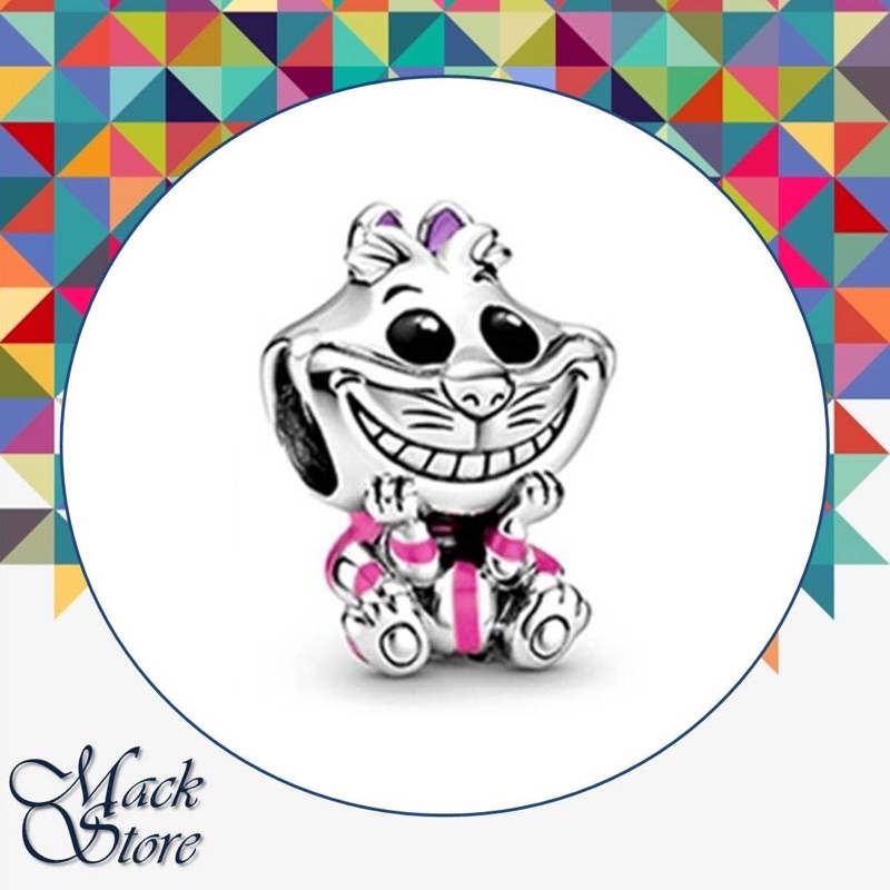 Charm Berloque Pendente Gato Alice no País das Maravilhas Cheshire Disney Parks Banhado a Prata