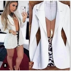 Max Blazer Neoprene Casaco Longa Feminina