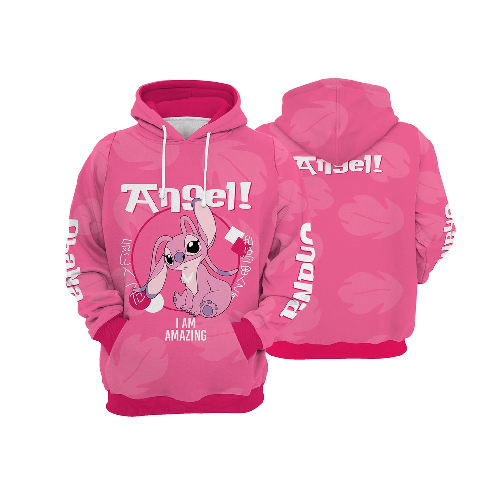 Moletom Blusa Lilo E Stitch Angel Coala Rosa Fofa Desenho Full Ref