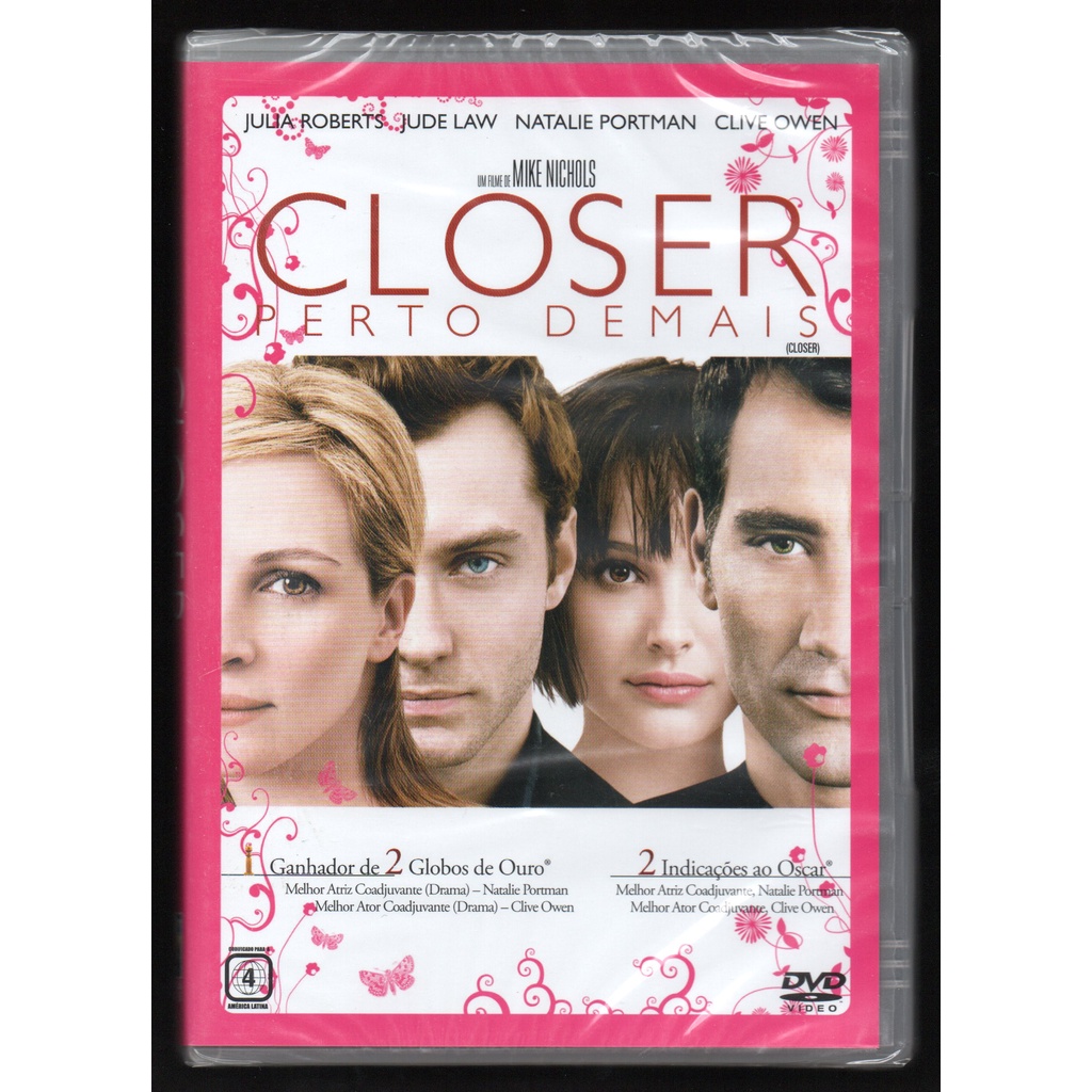 DVD Closer [ Perto Demais ] Natalie Portman + Jude Law + Julia Roberts + Clive Owen (lacrado)