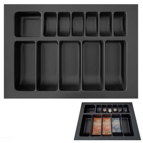 Bandeja Porta notas e moedas 43,2 x 31cm (12 divisórias) PC-10