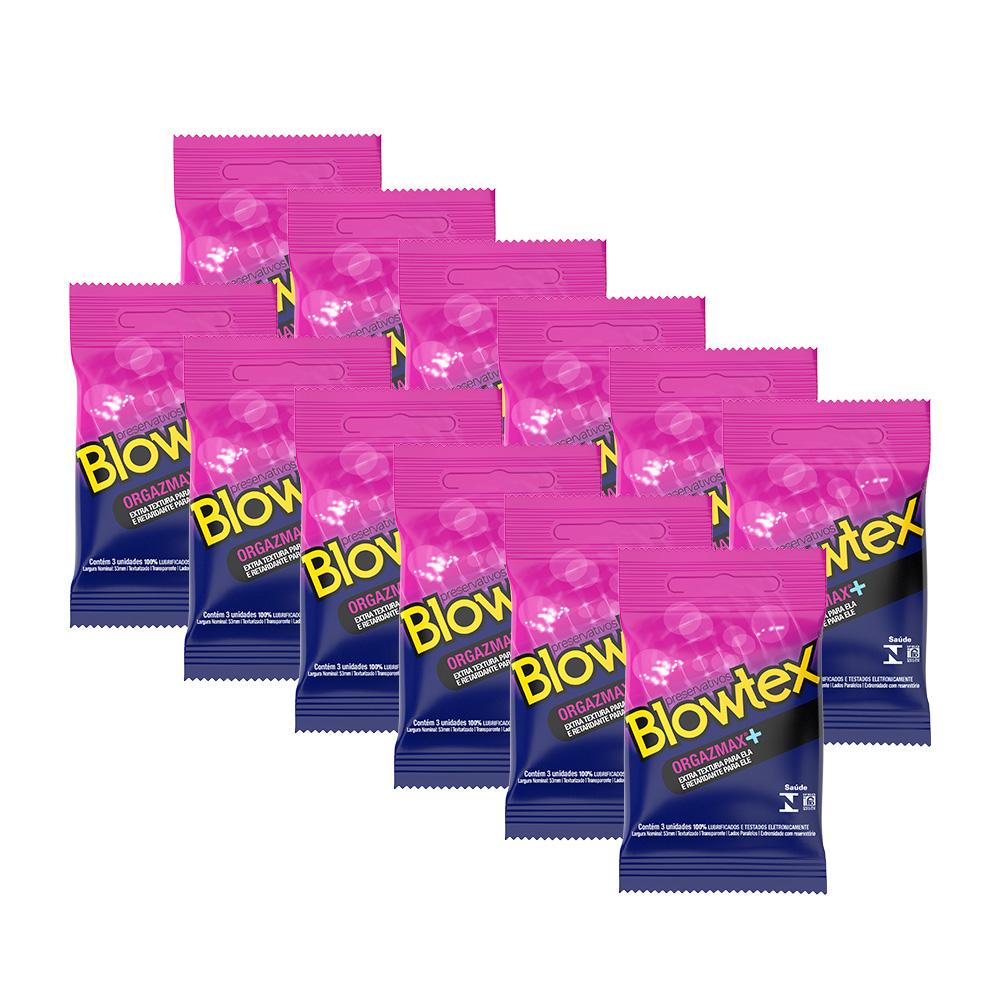 Kit 12 Pacotes Preservativo Blowtex Orgazmax C/ 3 Unidades Cada em Oferta na Shopee