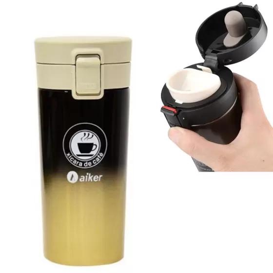 Copo Térmico 380 Ml Aço Inox Infusor Cha Caneca Garrafa Café Premuim Gold - AK-3501