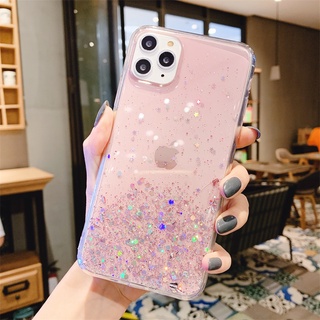 Estojo De Telefone Rosa Cintilante Para Redmi Nota 12 11 11S 10 10S 9 9S Pro 8 8T Estrelado E Série De Folha De Prata
