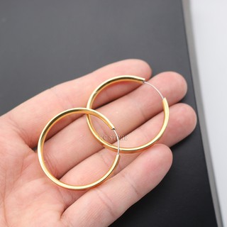 brinco 35mm banhado argola dourado a ouro grande maior masculino feminino antialérgico pode usar no mar piscina nao escurece promoção