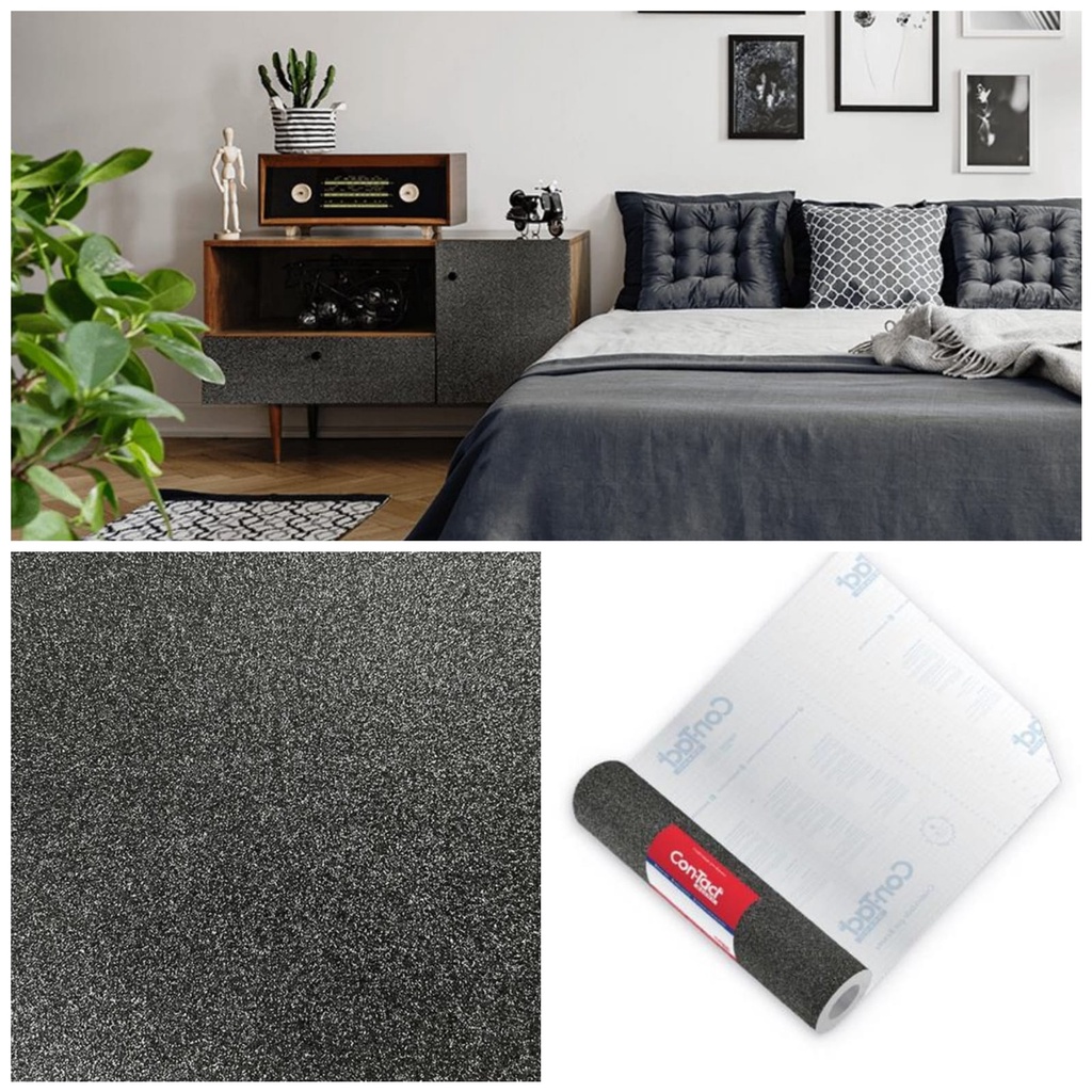 Papel Adesivo Contact Glitter Preto Black Piano 45 Cm x 5 Mts em Oferta na Shopee