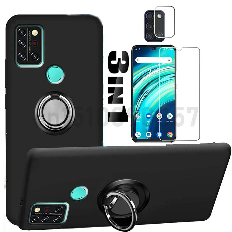 Umidigi Bison Caso Anel De Dedo Magnético Titular Capa Do Telefone Com Protetor De Tela Lente Filme Para GT X10 A9 A7 Pr