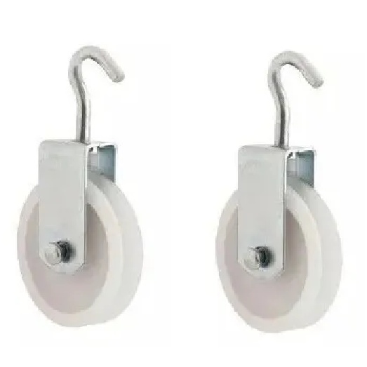 KIT 2 ROLDANA PLASTICA NYLON PARA VARAL 8cm COM GANCHO REFORÇADA
