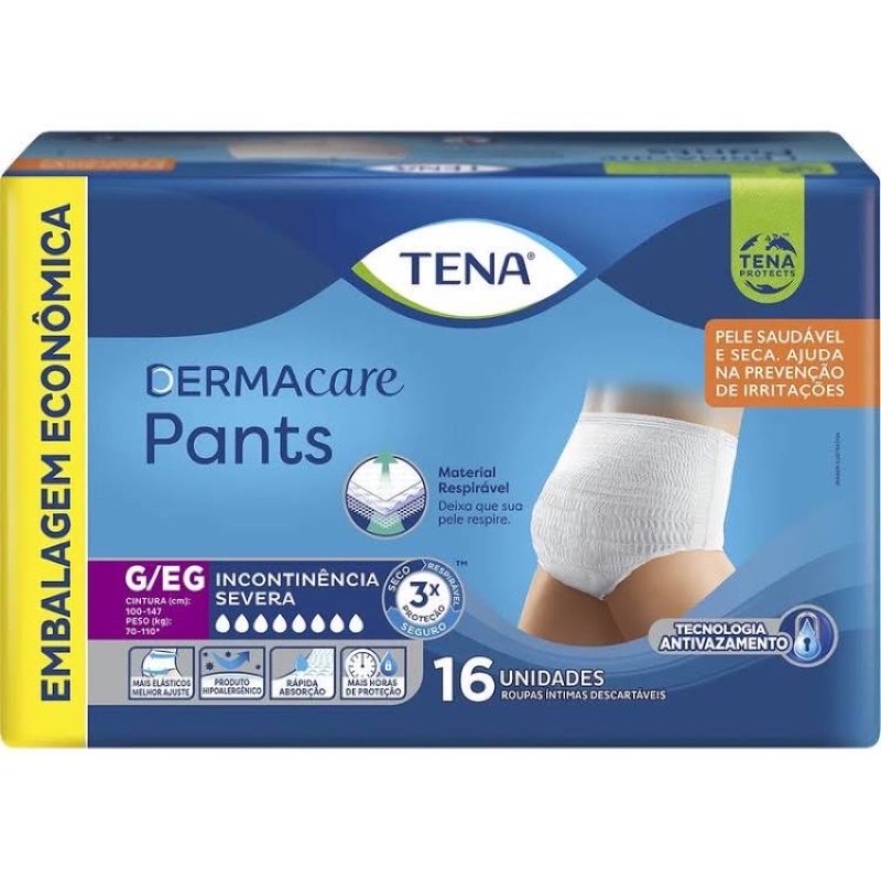 Fralda Calça Geriátrica Unissex Tena Pants DermaCare G/EG 16 un, Roupa Íntima Tena Pants Ultra Dermacare G/Eg 16 Un