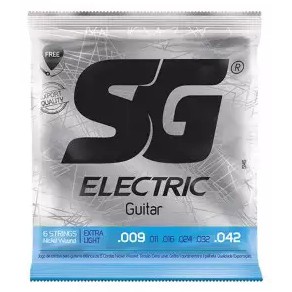 Encordoamento Guitarra SG 009 + 1º Corda Mi + Palheta 5145